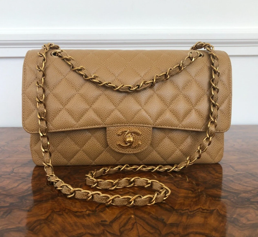 Chanel Medium Classic Flap Caviar Dark Beige