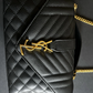 Saint Laurent YSL Medium Collège Bag Black Quilted Gold - FULL SET