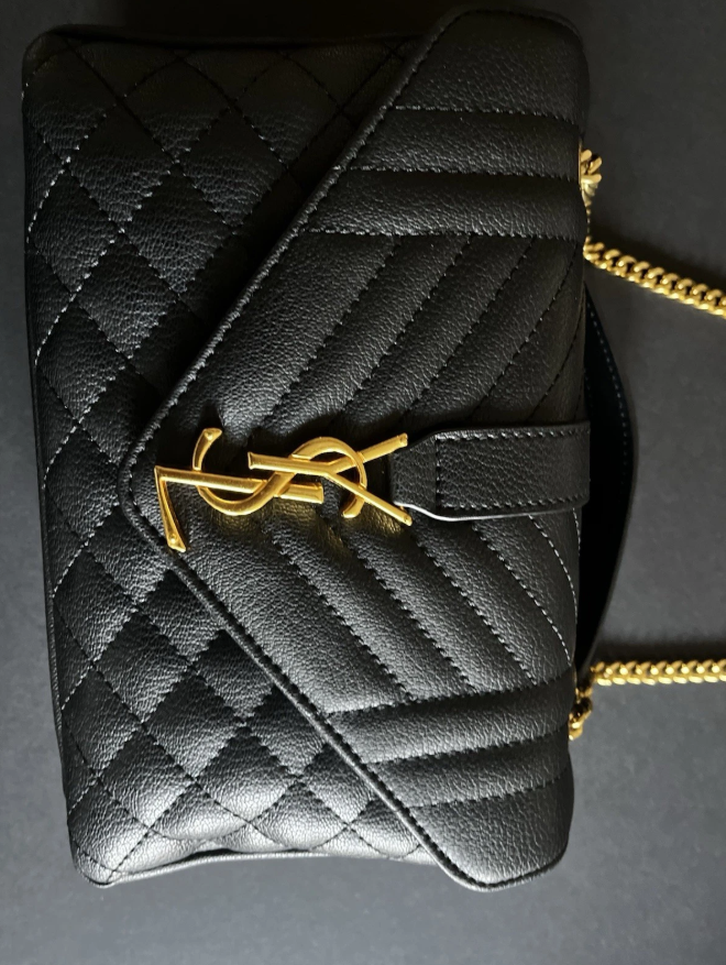 Saint Laurent YSL Medium Collège Bag Black Quilted Gold - FULL SET