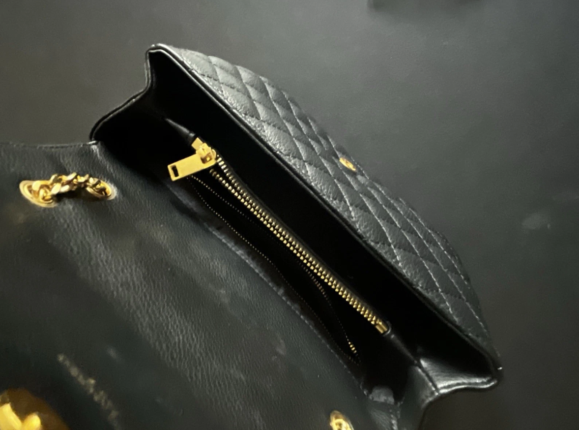 Saint Laurent YSL Medium Collège Bag Black Quilted Gold - FULL SET