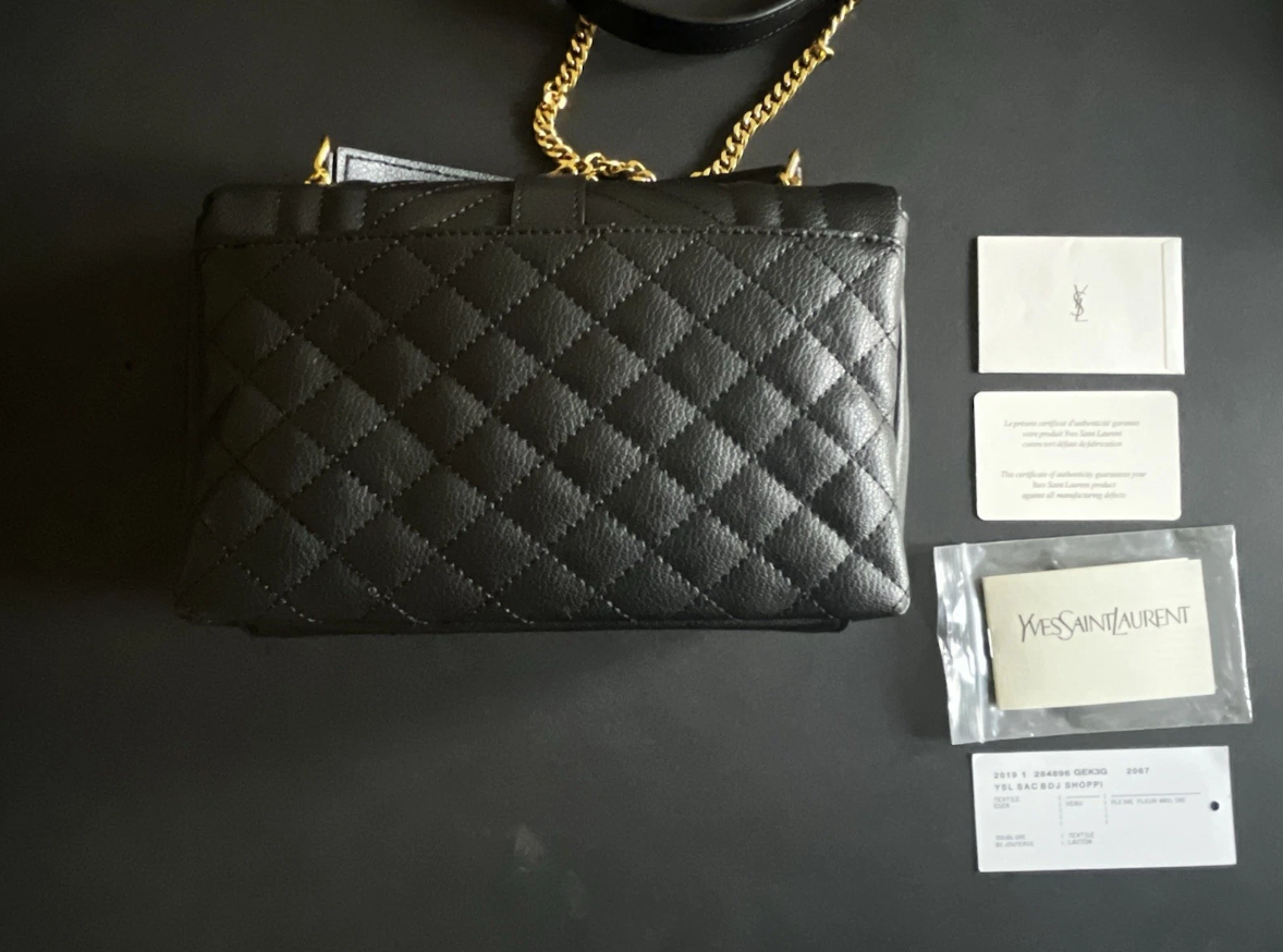 Saint Laurent YSL Medium Collège Bag Black Quilted Gold - FULL SET