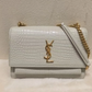 Saint Laurent Medium Croc Sunset Shoulder Bag Black Leather Crossbody Handbag