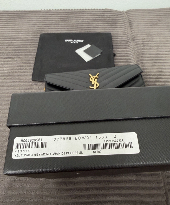 Saint Laurent YSL CLASSIC CASSANDRE CHAIN WALLET Black Crossbody Authentic